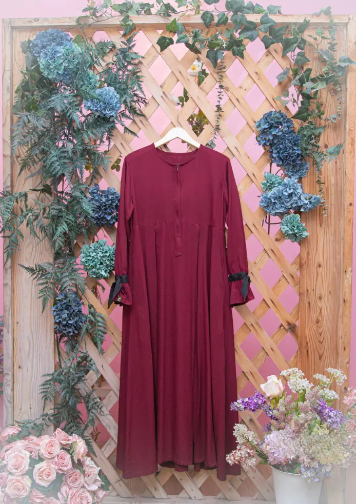 Sabhira Series Burgundy Tie-Cuff Modest-Wear Collection verified product photo 1